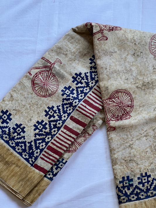 Cycle Chanderi silk cotton saree