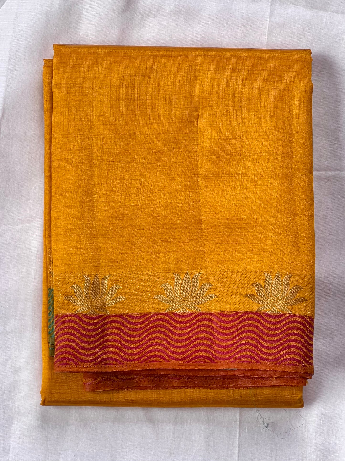 Mustard Glow Semi Silk Cotton Saree