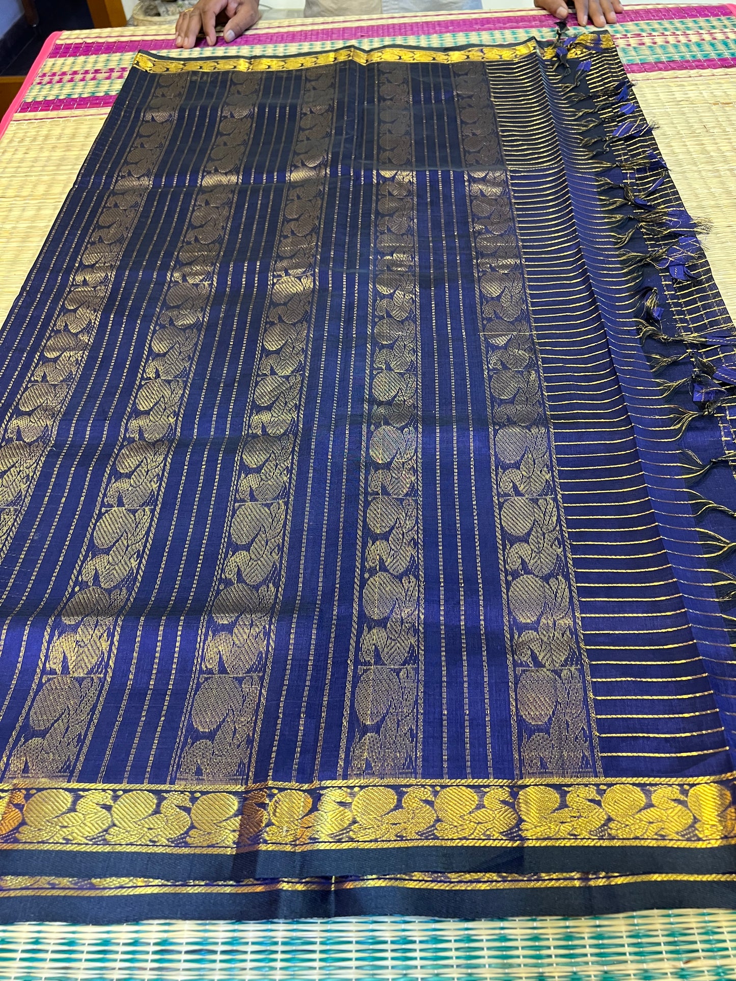 Blue kattam silk cotton saree