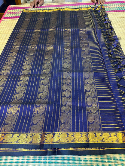 Blue kattam silk cotton saree