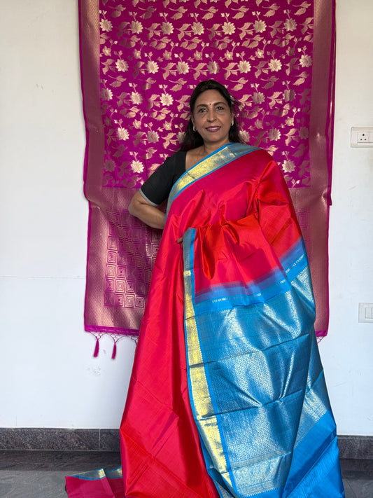 Red pure silk saree