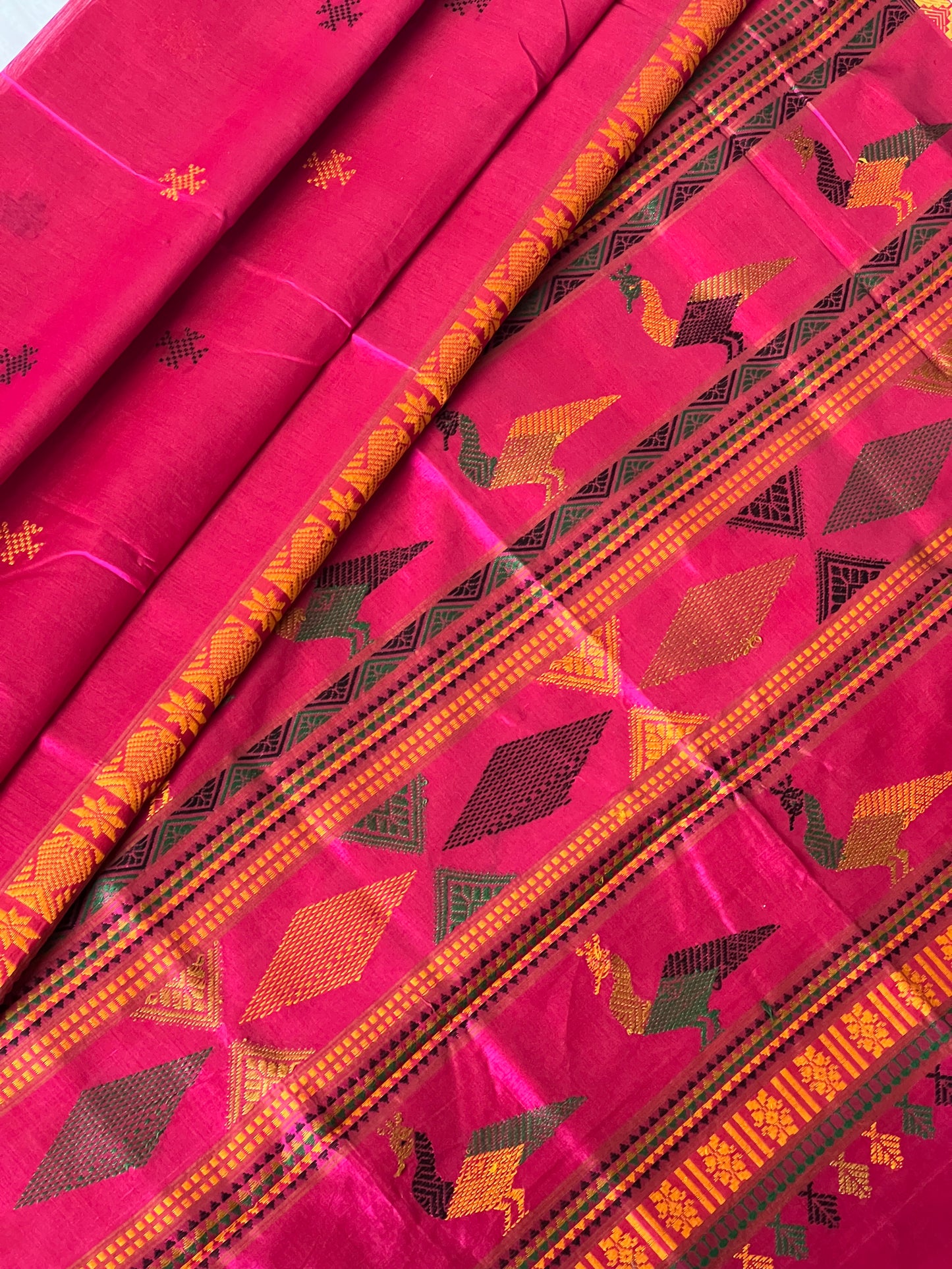 Thread work Silk Cotton saree - Pink