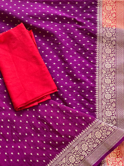 Purple semi banaras silk saree