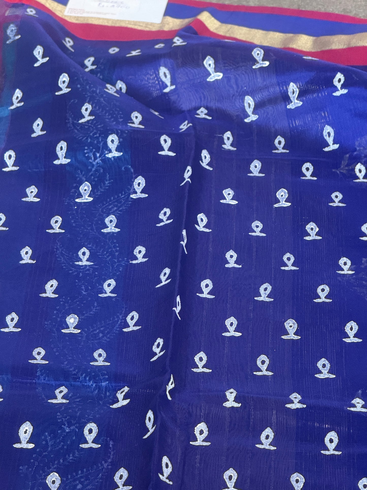 Maheswari silk cotton with block print saree