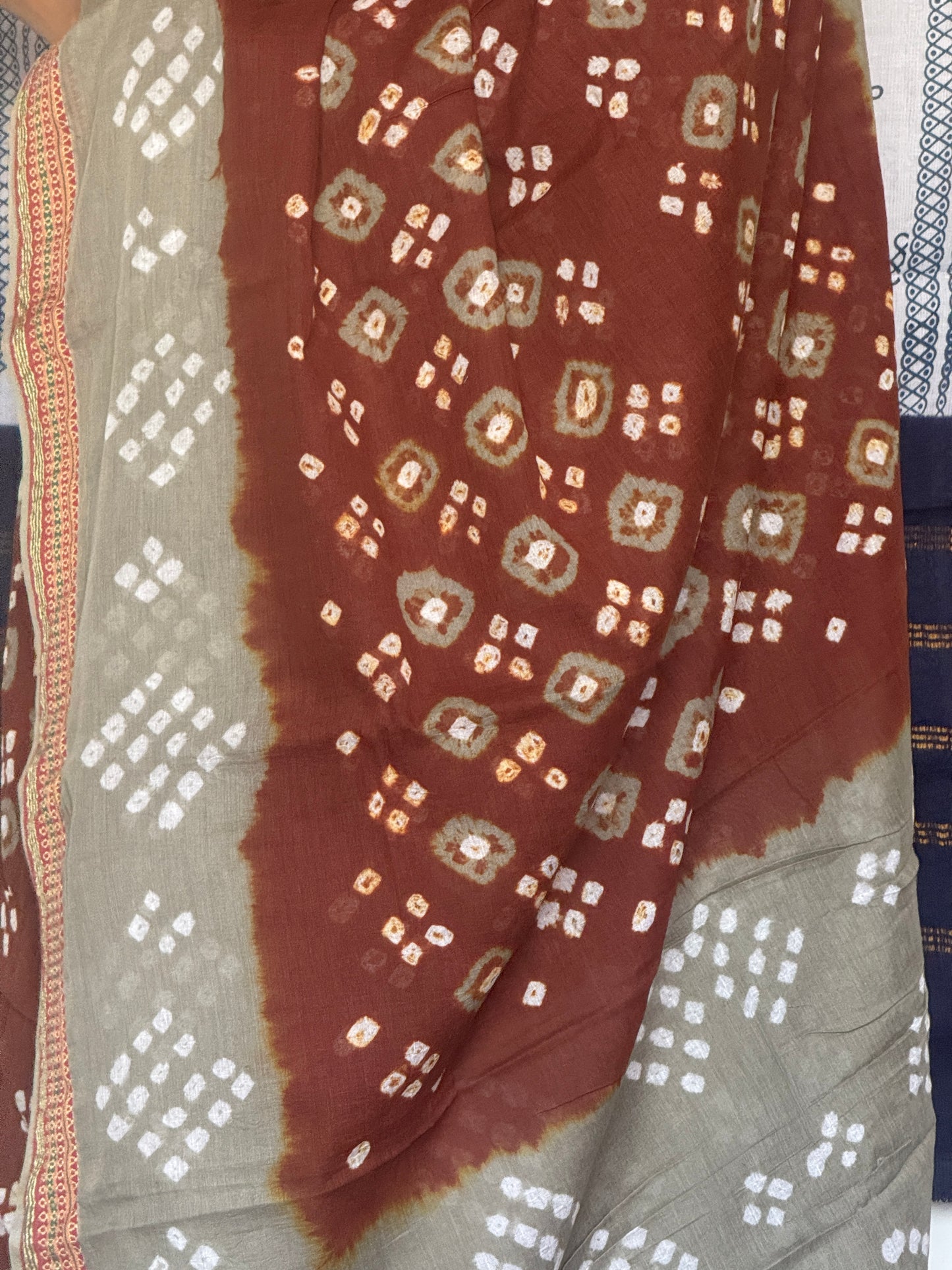 Brown Bandini cotton saree