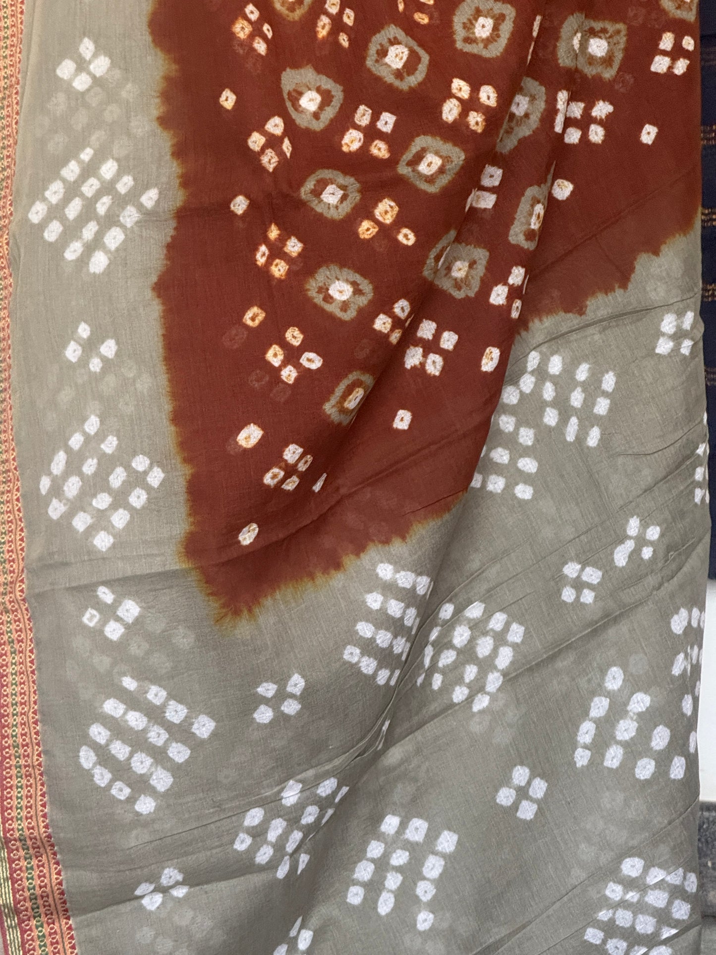 Brown Bandini cotton saree