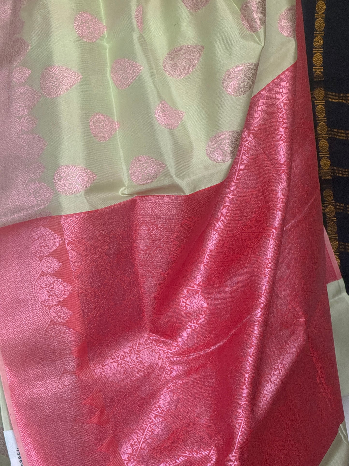 Rose & cream silk cotton saree