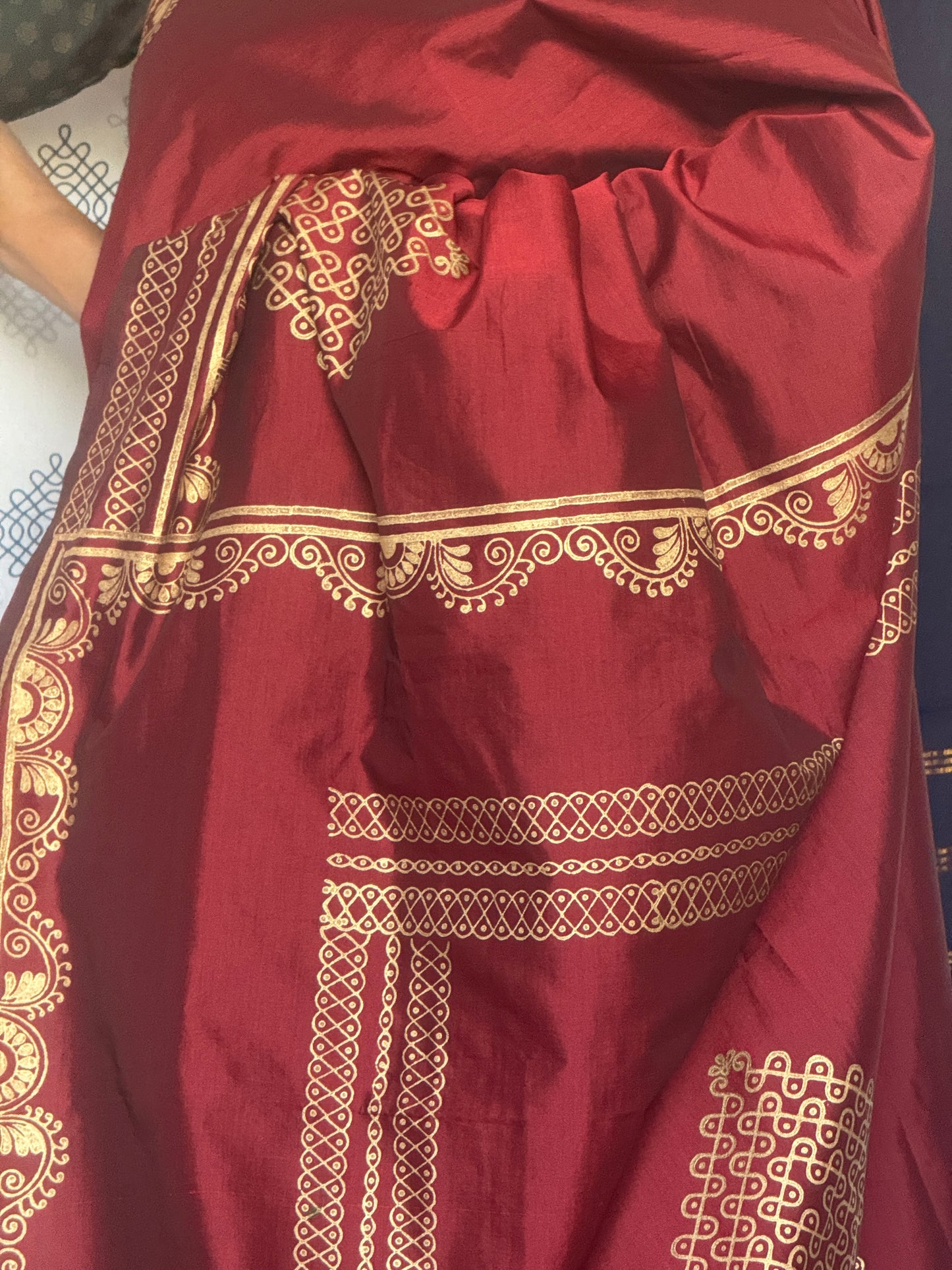 Maroon polycotton silk saree