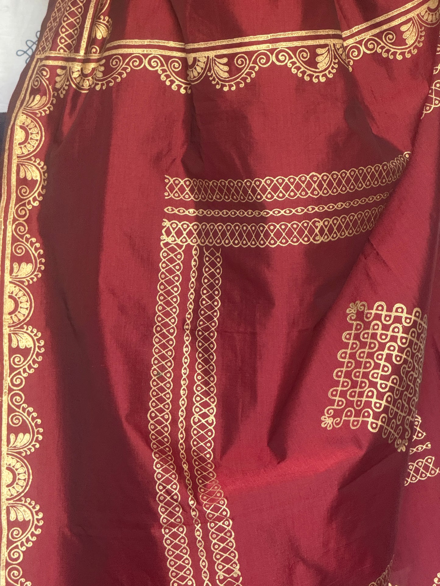 Maroon polycotton silk saree
