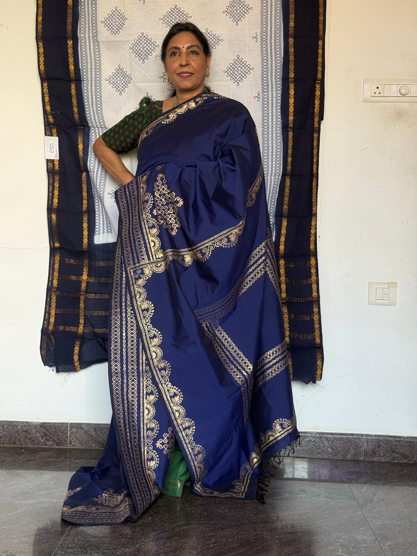 Royal Blue polycotton Silk saree