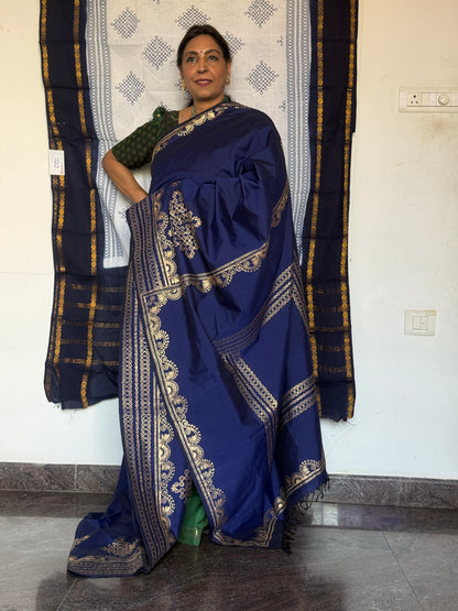 Royal Blue polycotton Silk saree