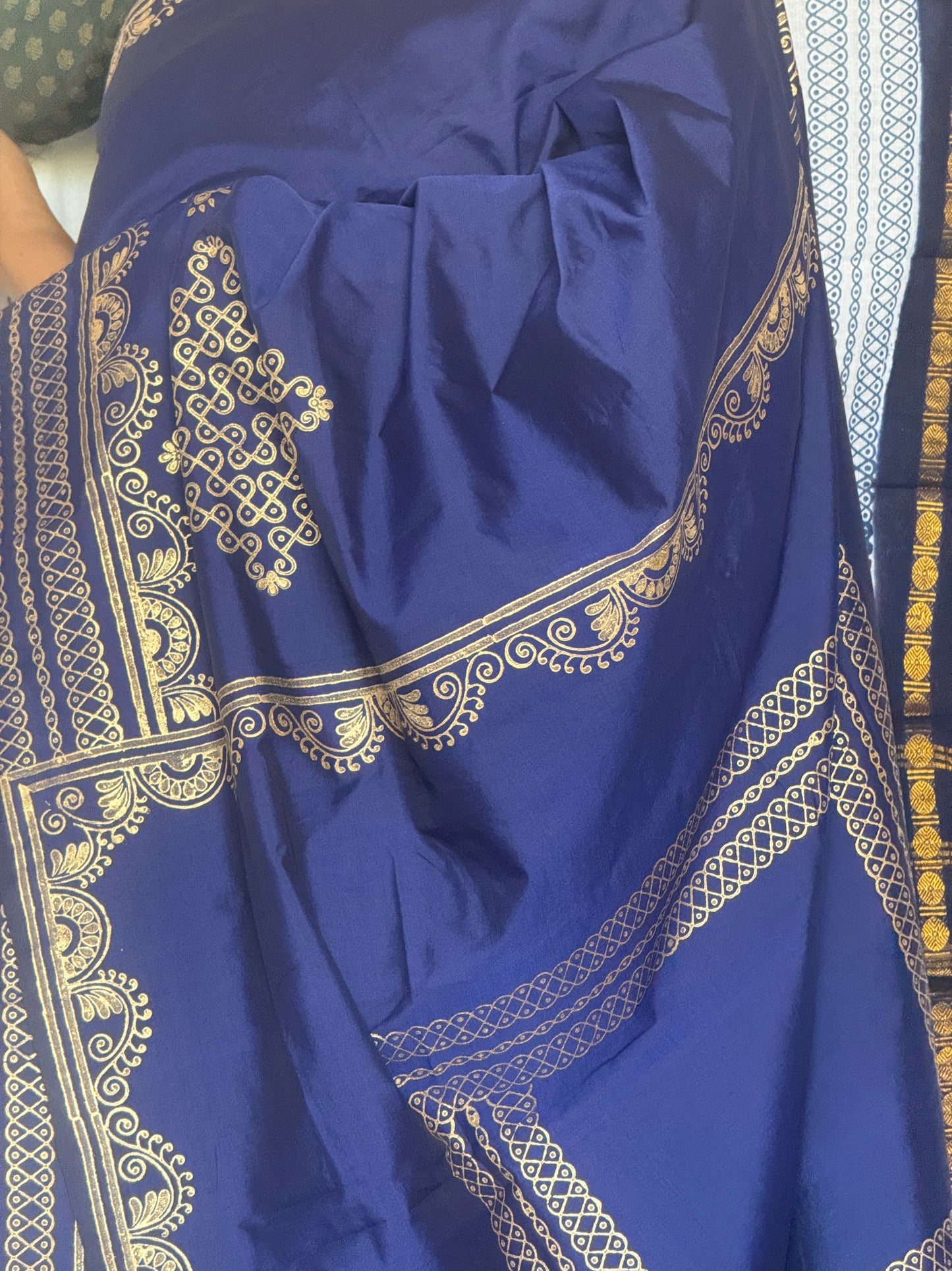 Royal Blue polycotton Silk saree
