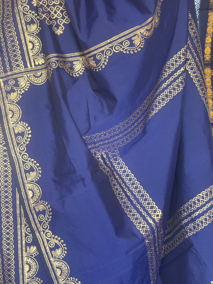Royal Blue polycotton Silk saree