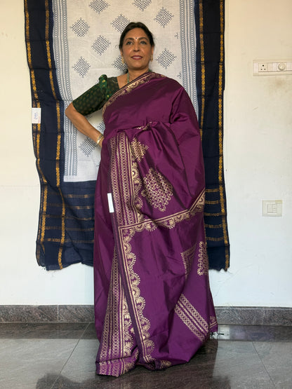 Purple polycotton Silk saree
