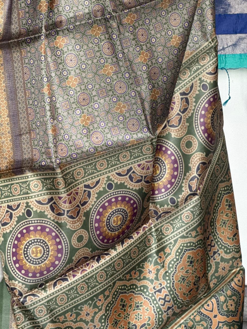 Sage Green Mosaic Semi Soft Silk