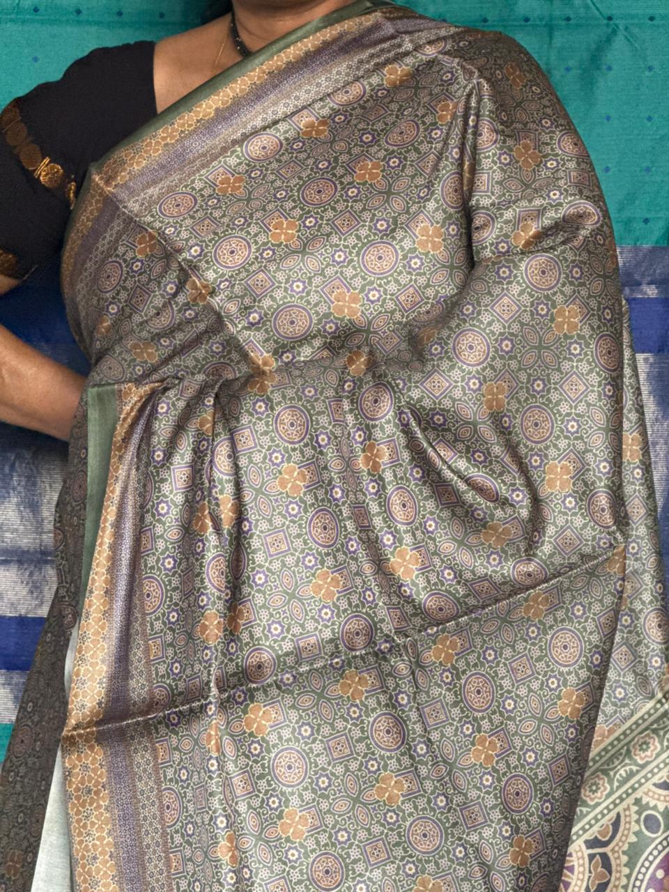 Sage Green Mosaic Semi Soft Silk