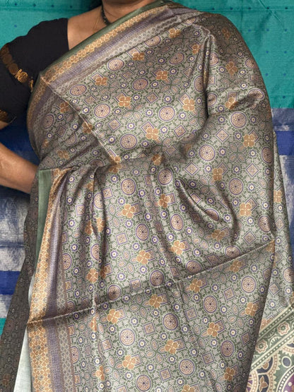 Sage Green Mosaic Semi Soft Silk