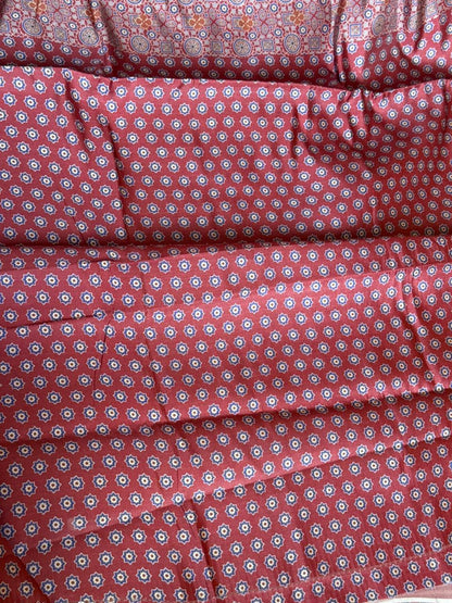 Rust Red Geometric Semi Soft Silk