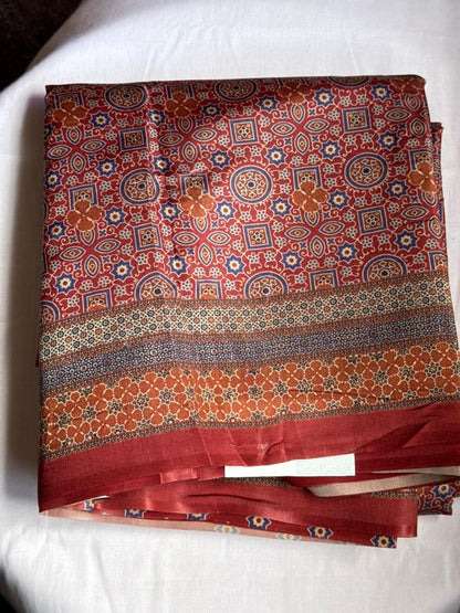Rust Red Geometric Semi Soft Silk