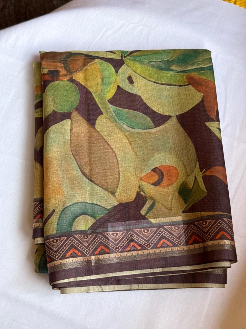Olive Green & Wine semi Tussar