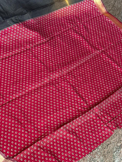 Black Semi-Soft Silk Kalamkari Saree