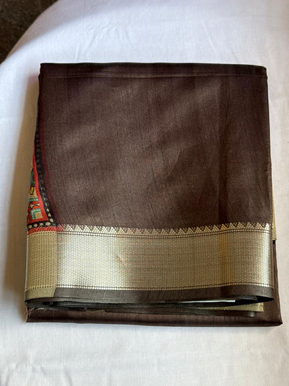 Coffee Brown Textured Semi Tussar