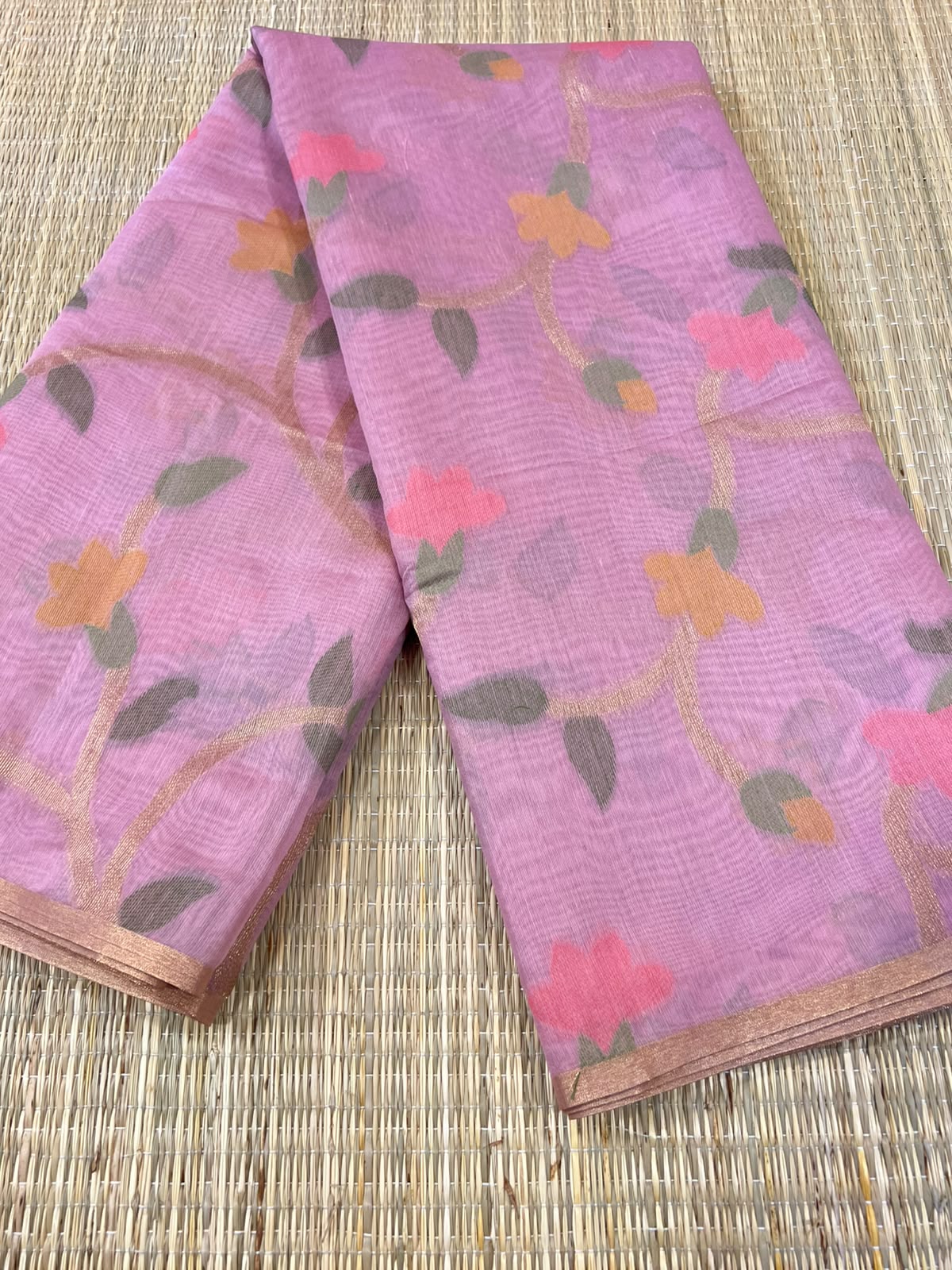 Onion pink semi matka silk saree
