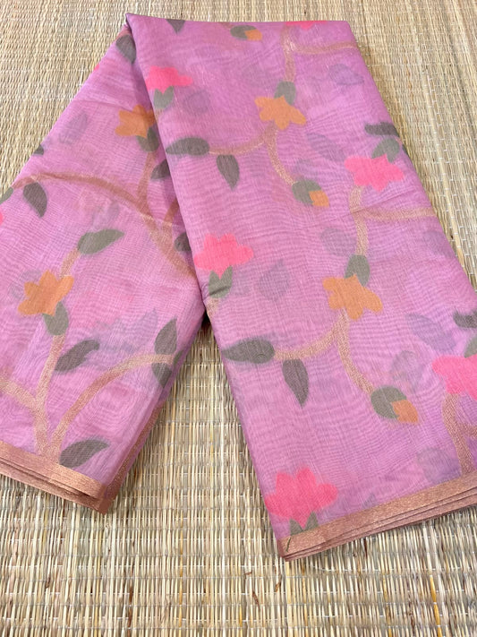 Onion pink semi matka silk saree