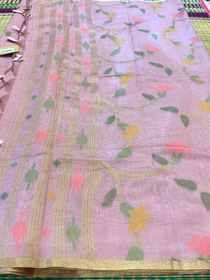 Onion pink semi matka silk saree