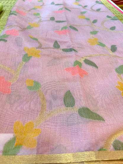 Onion pink semi matka silk saree