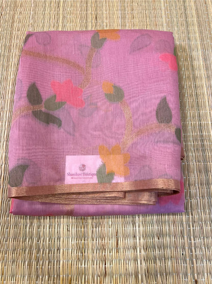 Onion pink semi matka silk saree